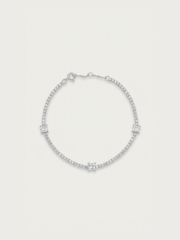 Lynette 1.2ct Moissanite Trio Tennis Bracelet in 925 sterling silver