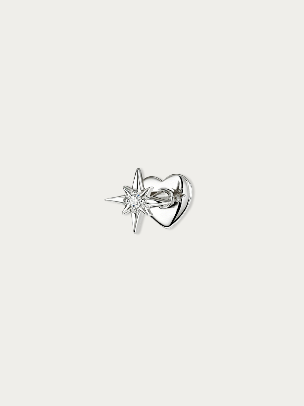 MNML Lyra Starburst Flatback Stud in S925 silver with CZ stone — front view, minimal star earring Malaysia