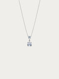 Marie necklace with two cushion-cut cubic zirconia stones joined by a pavé line on 925 sterling silver, front view