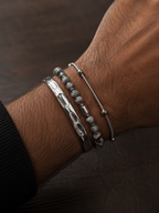 Model wearing MNML Minimalist Men's Bold Satellite Bracelet on wrist — men's everyday bracelet Malaysia
