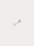 MNML Mika Micro Love Single Barbell Stud in 925 silver rhodium — front view, micro heart earring Malaysia