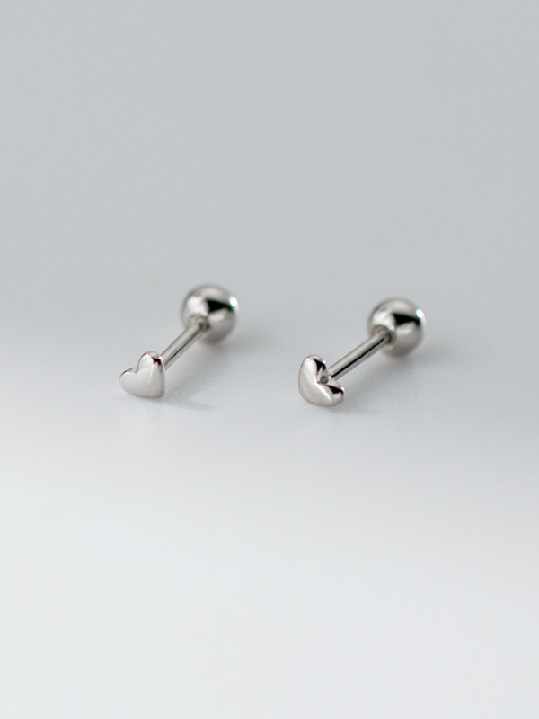 Rhodium-plated polished finish on MNML Mika Micro Love Single Barbell Stud — refined lustre detail