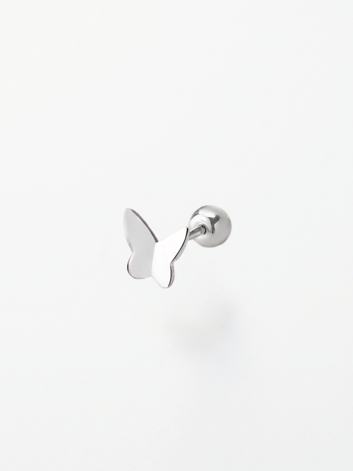 Butterfly top close-up on MNML Mini Butterfly Single Barbell Stud — 5×4mm polished butterfly detail