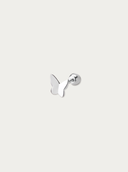 MNML Mini Butterfly Single Barbell Stud in 925 silver — front view, butterfly barbell earring Malaysia