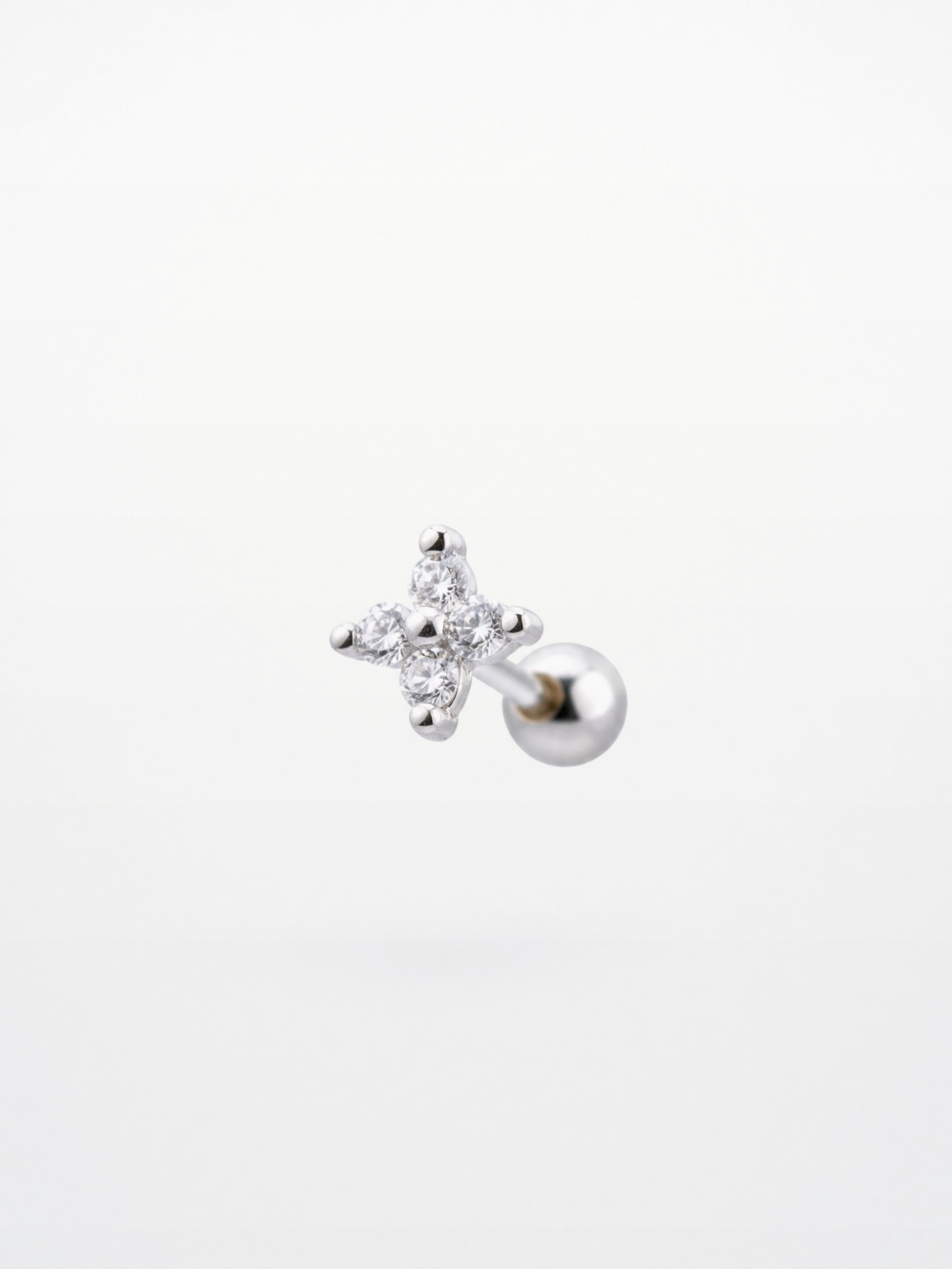 MNML Mini Clover Single Barbell Stud in ear curation styling — clover stud ear stack Malaysia