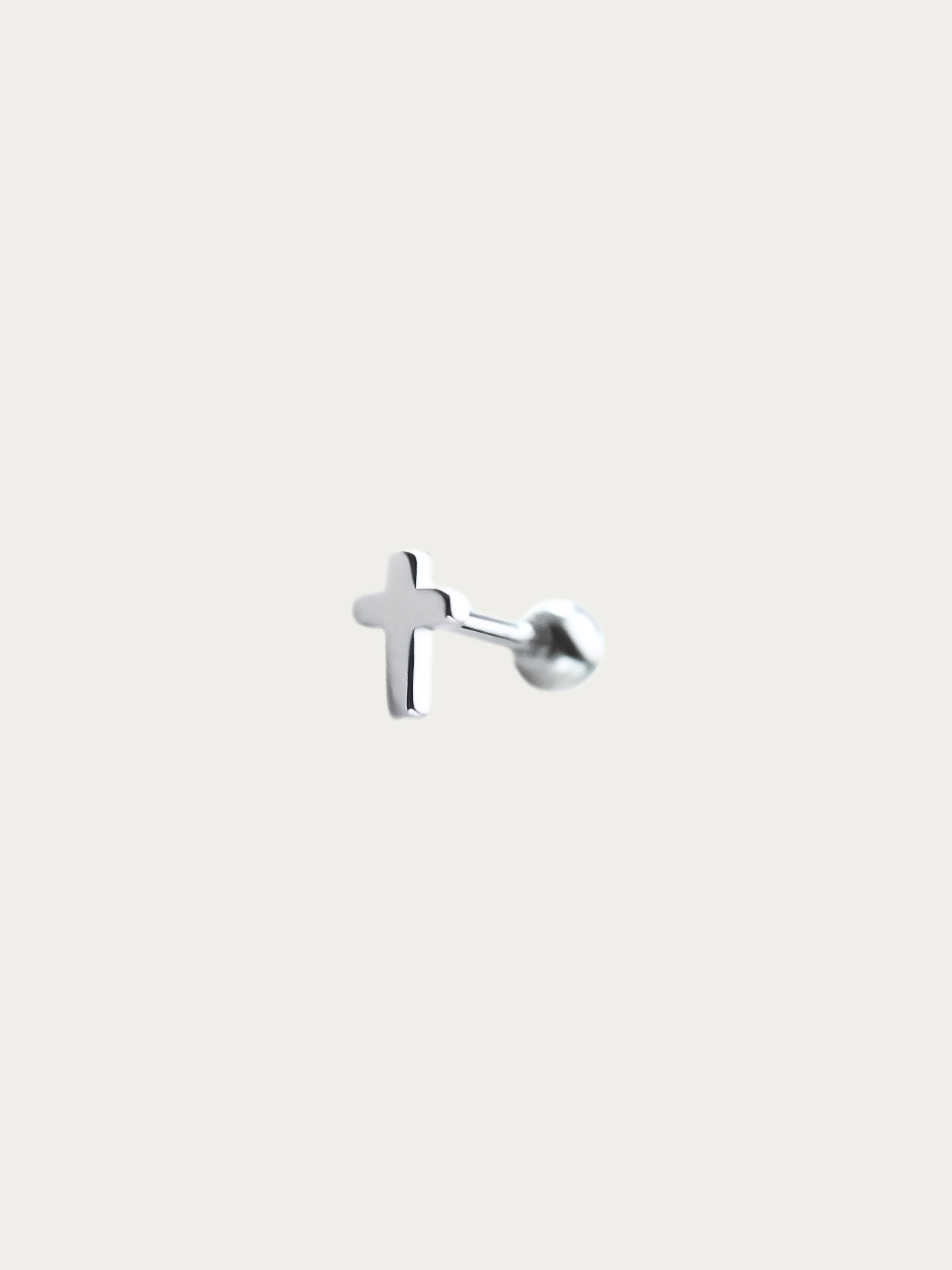 MNML Mini Cross Single Barbell Stud in 925 silver — front view, cross barbell earring Malaysia