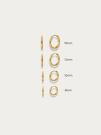 MNML Mini Faris Huggie Hoops size guide — 8mm, 10mm, 12mm and 16mm inner diameter options