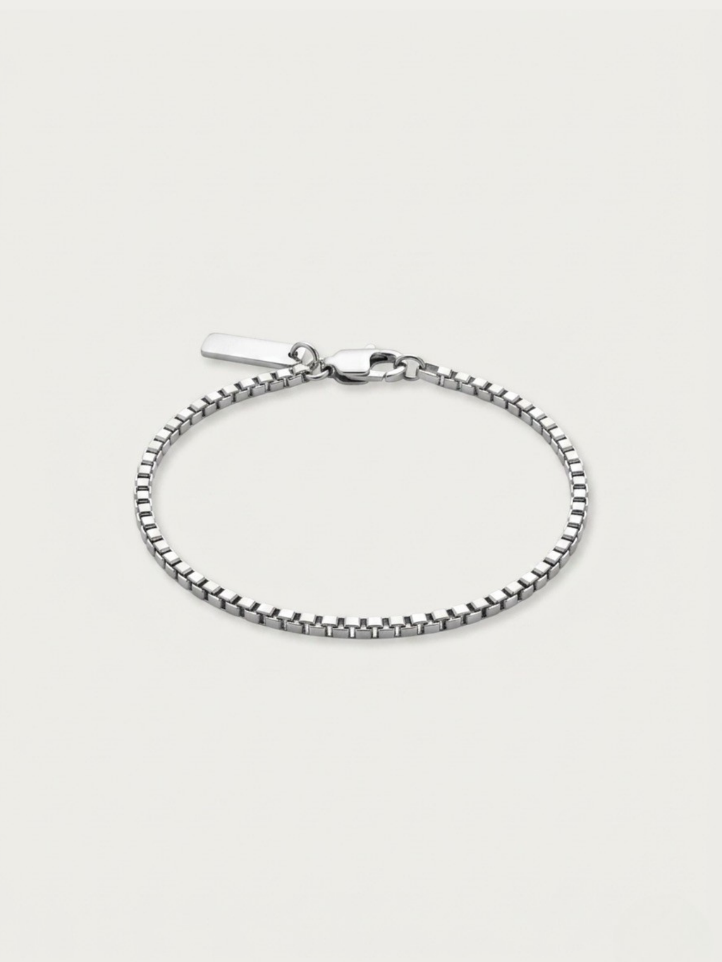 MNML Minimalist Box Chain Bracelet in titanium silver — front view, box chain bracelet Malaysia