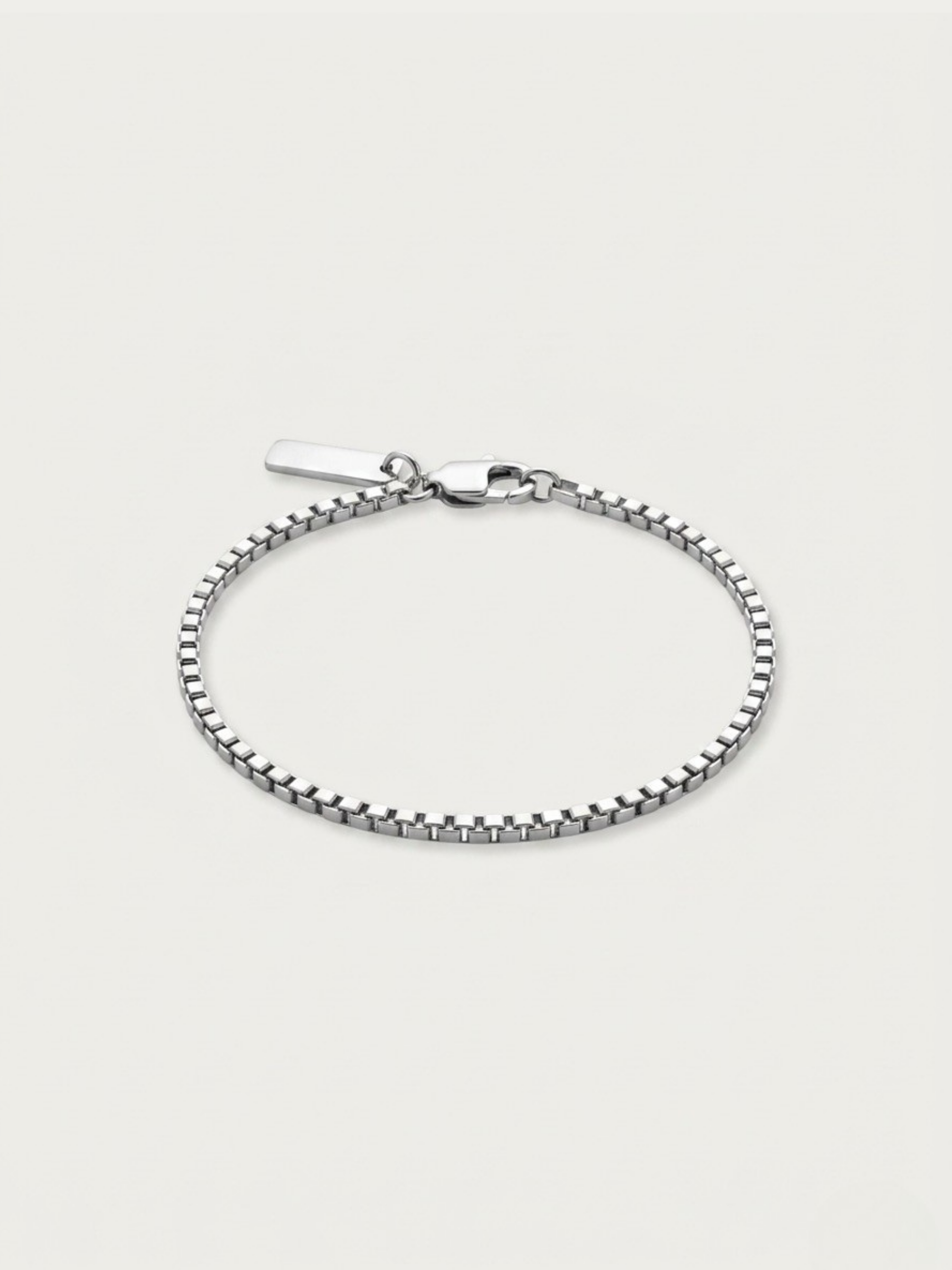 MNML Minimalist Box Chain Bracelet in titanium silver — front view, box chain bracelet Malaysia