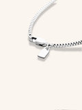 Close-up of 2mm box links on MNML Minimalist Box Chain Necklace — square link titanium detail