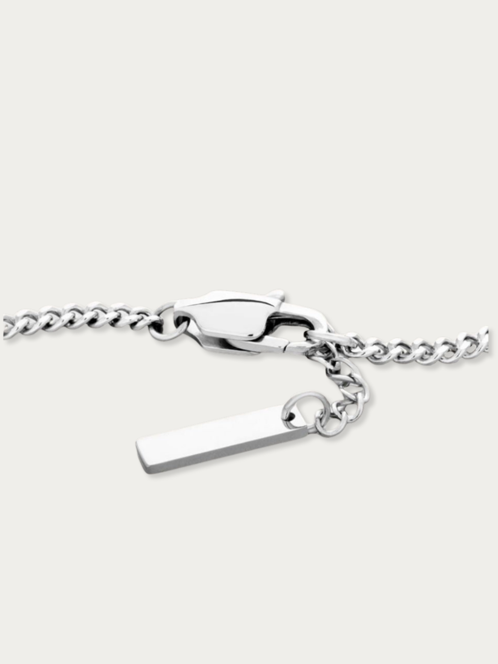Clasp detail on MNML Minimalist Curb Chain Bracelet — secure titanium bracelet closure