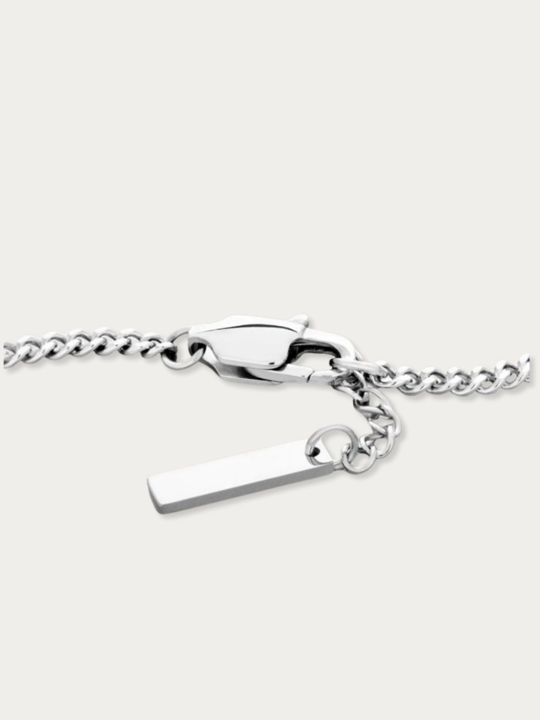 Clasp detail on MNML Minimalist Curb Chain Bracelet — secure titanium bracelet closure