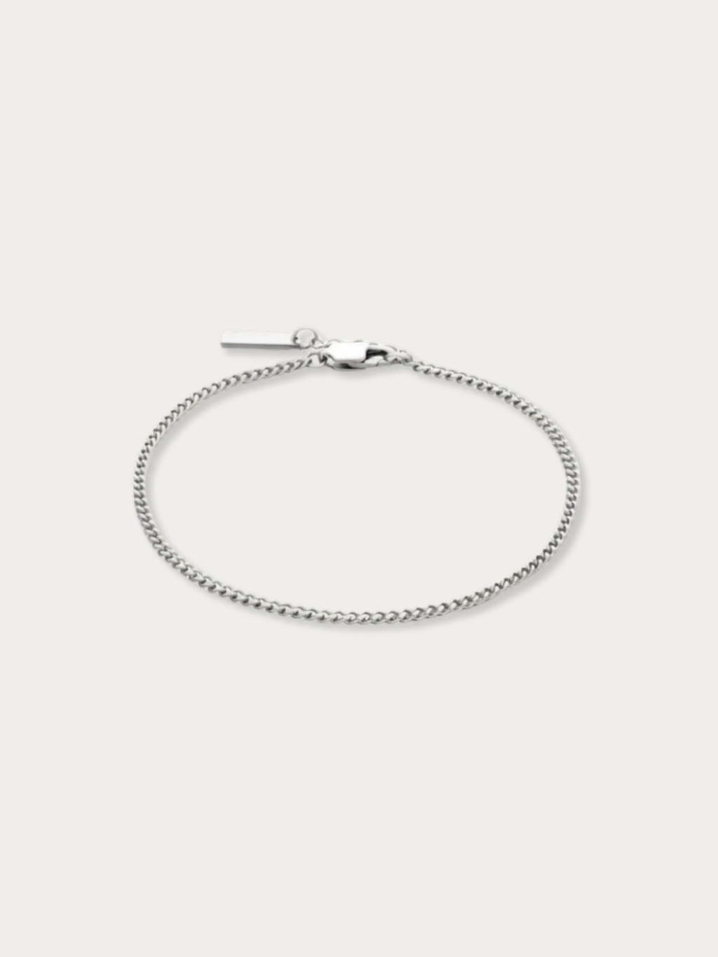 MNML Minimalist Curb Chain Bracelet in titanium silver — front view, curb chain bracelet Malaysia