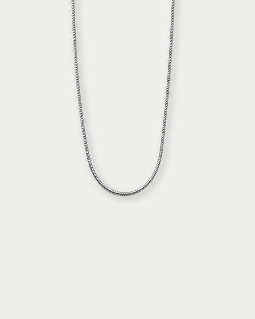 MNML Minimalist Macro Snake Chain Necklace in stainless steel silver — front view, snake chain necklace Malaysia