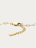 Clasp detail on MNML Minimalist Paperclip Chain Bracelet in gold color— secure titanium bracelet closure
