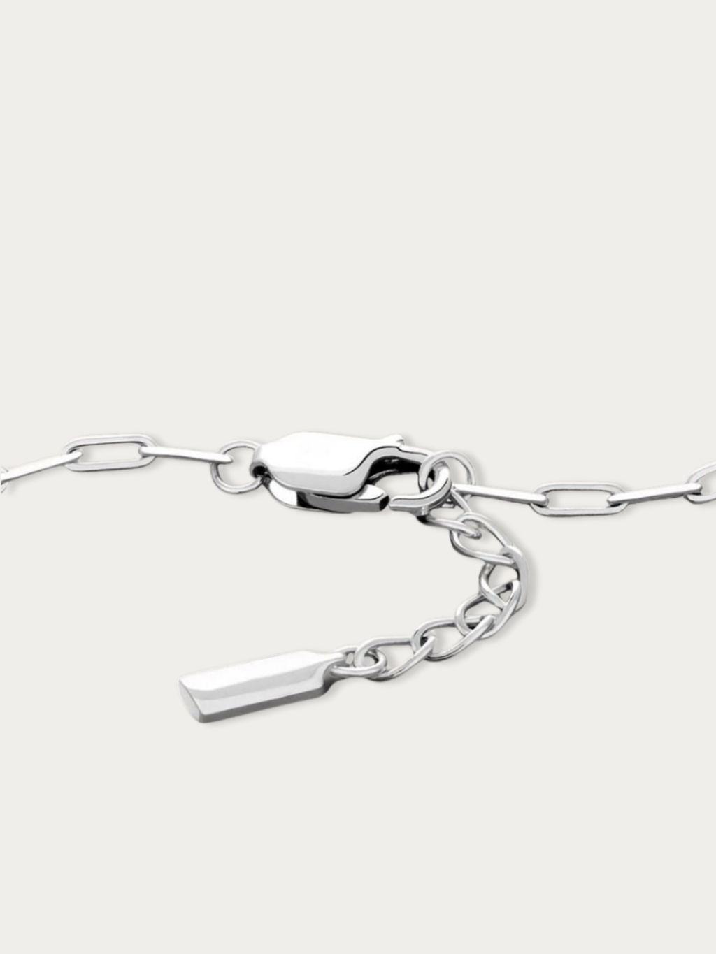 Clasp detail on MNML Minimalist Paperclip Chain Bracelet — secure titanium bracelet closure