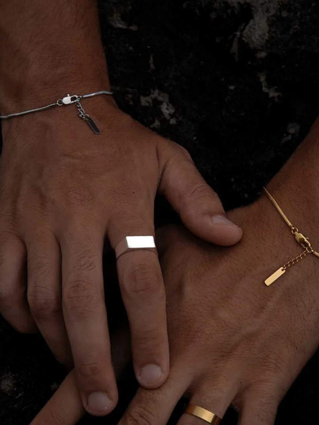 MNML Snake Chain Bracelet matched pair his and hers styling — couple bracelet Malaysia