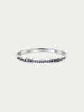 Mono Chain Bangle in polished steel, with a curb chain set into a channel along its face, front view