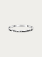 Mono Chain Bangle in polished steel, with a curb chain set into a channel along its face, front view