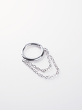 Chain drape detail on MNML Nia Minimalist Double Chain Hoop — cascading double chain below hoop