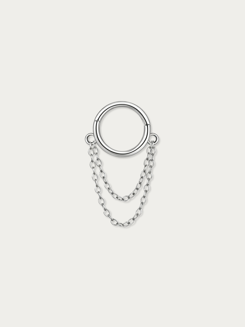 MNML Nia Minimalist Double Chain Hoop in 925 silver — front view, chain hoop earring Malaysia