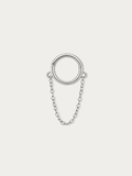 MNML Nia Minimalist Single Chain Hoop in 925 silver rhodium — front view, chain hoop earring Malaysia