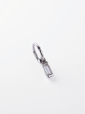 Drop movement detail on MNML Noa Baguette Drop Single Hoop — baguette pendant swing detail
