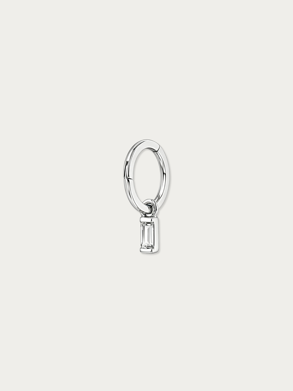 MNML Noa Baguette Drop Single Hoop in 925 silver — front view, baguette drop hoop earring Malaysia
