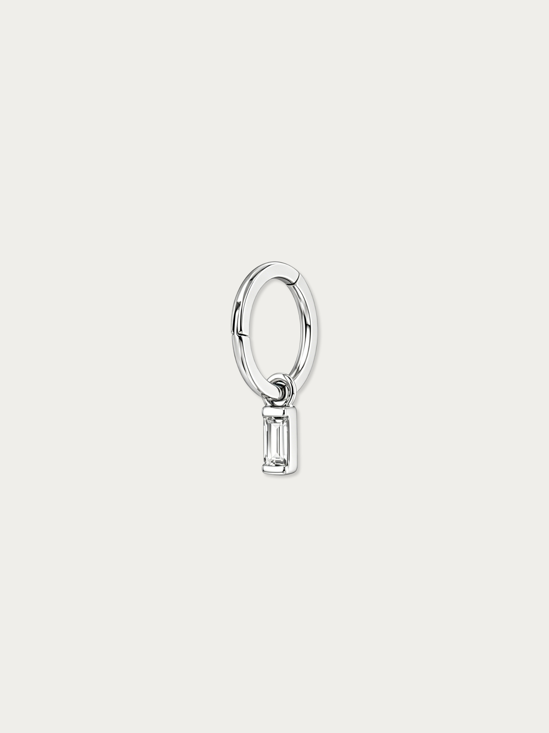 MNML Noa Baguette Drop Single Hoop in 925 silver — front view, baguette drop hoop earring Malaysia