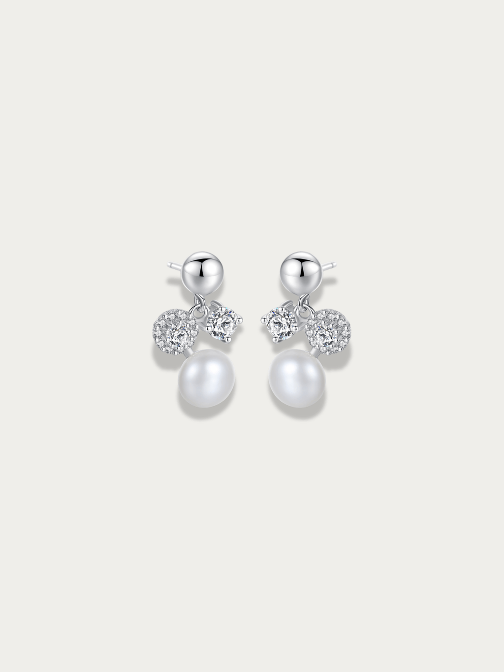 MNML Noelle Pearl Stud Earrings in 925 silver — front view, pearl drop stud earrings Malaysia
