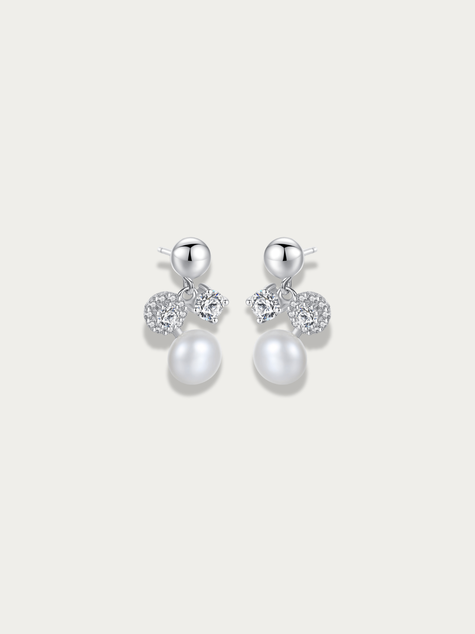 MNML Noelle Pearl Stud Earrings in 925 silver — front view, pearl drop stud earrings Malaysia