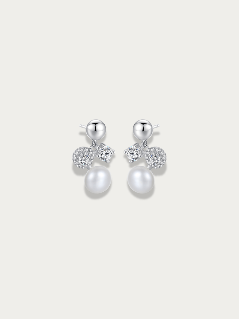 MNML Noelle Pearl Stud Earrings in 925 silver — front view, pearl drop stud earrings Malaysia