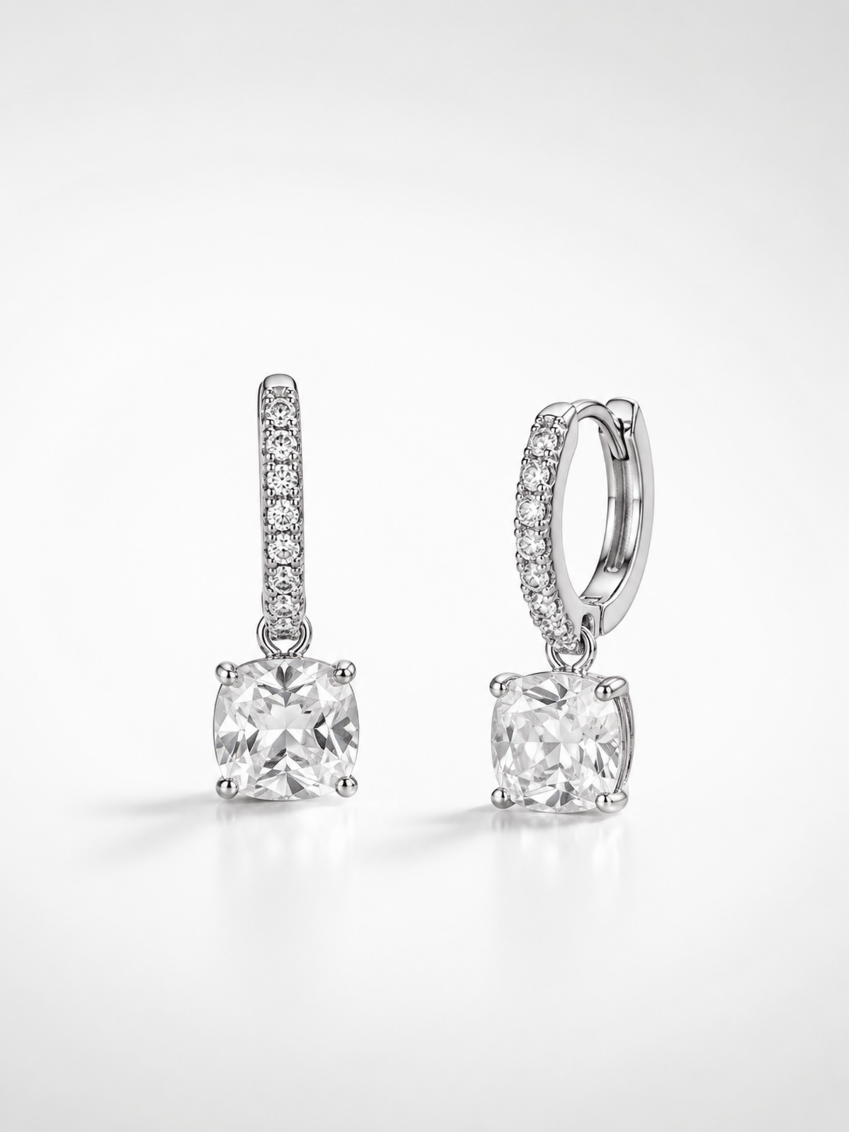 Close-up of the pavé bar and round 5A cubic zirconia drop on the Nora Grace earring