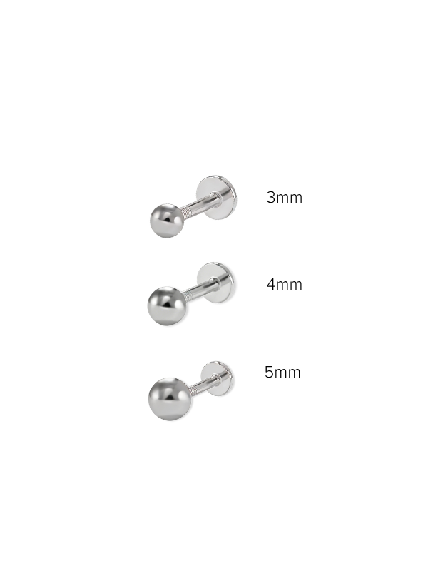 MNML Olley Round Ball Flatback Stud size comparison — 3mm, 4mm, and 5mm diameter options