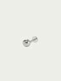 MNML Olley Round Ball Single Flatback Stud in 925 silver rhodium — front view, ball stud earring Malaysia
