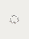 MNML Pearla Fringe Single Huggie in 925 silver rhodium with pearls — front view, pearl huggie earring Malaysia