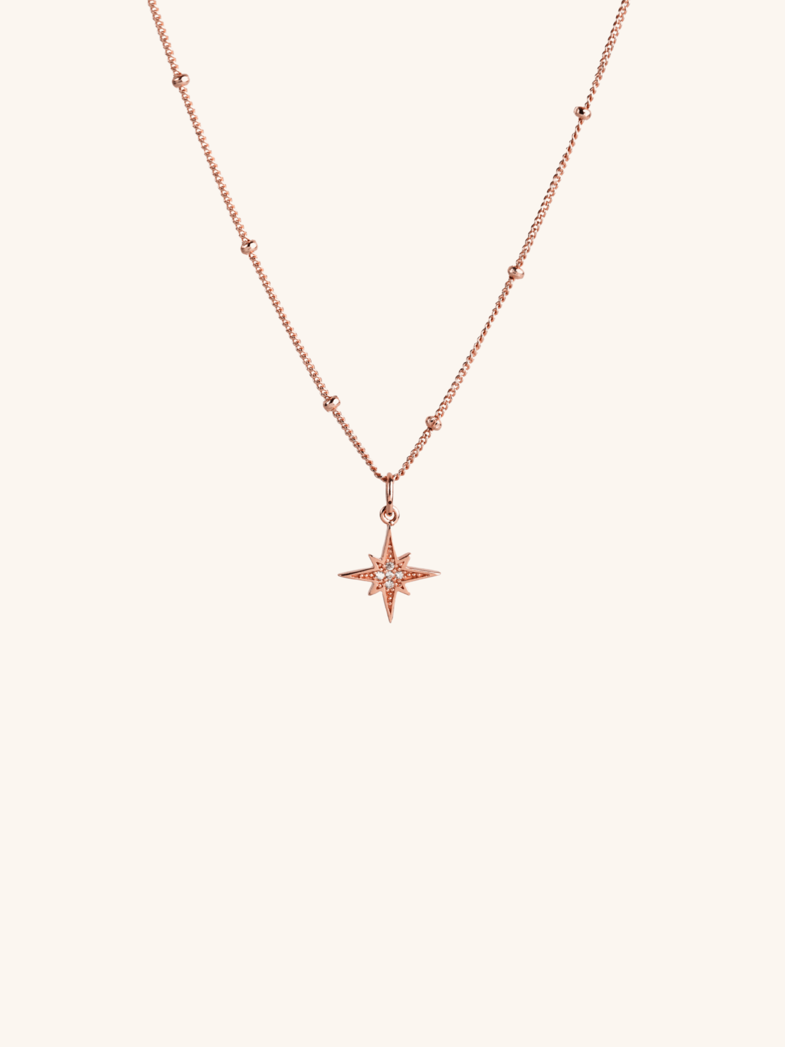 MNML Penelope North Star Sterling Silver Necklace in rose gold — rose gold celestial necklace Malaysia