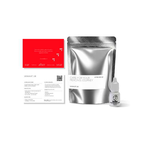 MNML Piercing Aftercare Essentials Kit — front view, piercing aftercare Malaysia