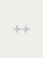 Piper Bloom clover studs, each made of four round moissanite stones in 925 sterling silver, front view