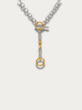 Dual-tone front detail on MNML Play Link Toggle Necklace — silver chain with gold circle links