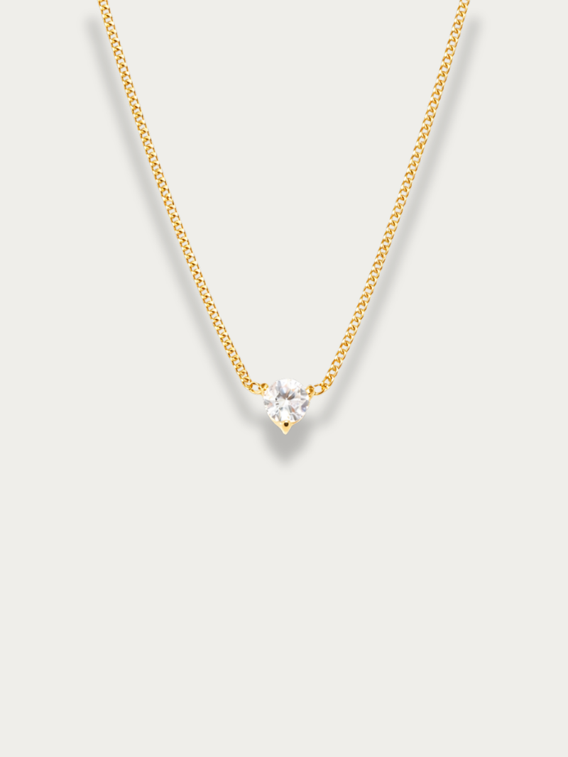 MNML Pragma Solitaire Curb Chain Necklace in titanium gold —  gold solitaire necklace Malaysia