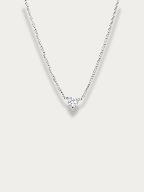 MNML Pragma Solitaire Curb Chain Necklace in titanium silver — front view, solitaire necklace Malaysia