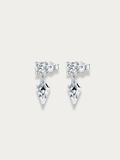 MNML Prism Radiance Drop Earrings in 925 silver rhodium — front view, CZ prism drop earrings Malaysia