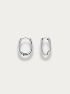 MNML Rainnie Oval Ear Hoops in stainless steel silver — front view, oval hoop earrings Malaysia