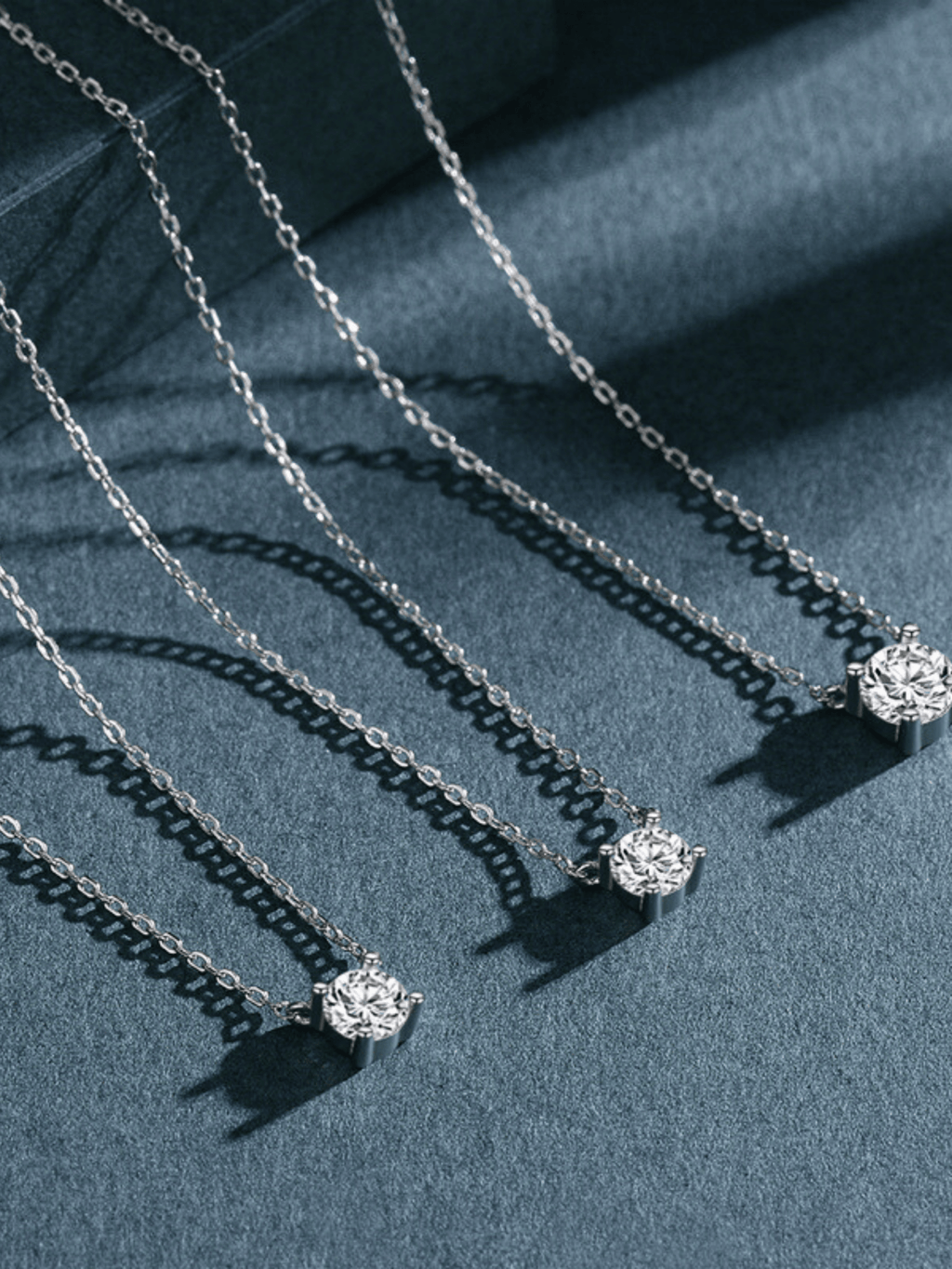 MNML Ray Solitaire Diamond Necklace in 925 silver 3mm — front view, solitaire necklace Malaysia