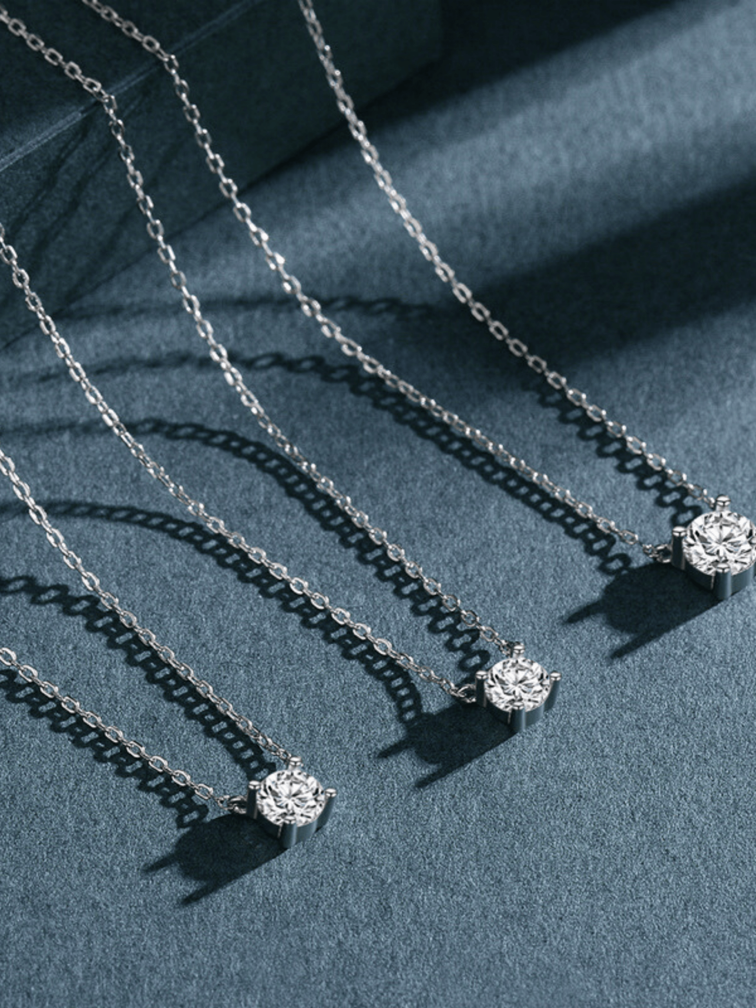 MNML Ray Solitaire Diamond Necklace in 925 silver 3mm — front view, solitaire necklace Malaysia