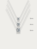 MNML Ray Solitaire Diamond Necklace in 3mm 4mm and 5mm flat lay — three size CZ solitaire