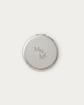 MNML Reflection Pocket Mirror closed, showing engraved MNML logo