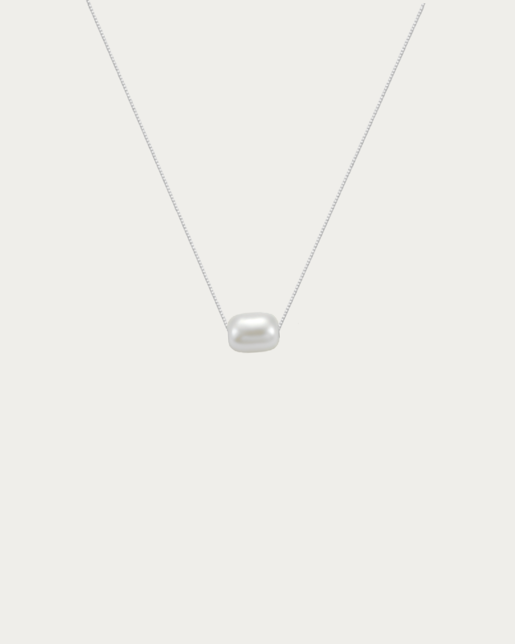 Rika Minimalist Freshwater Pearl Necklace on fine snake chain, 925 sterling silver 