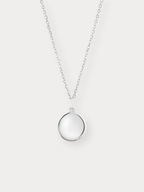 Round Engravable Locket Necklace laid flat